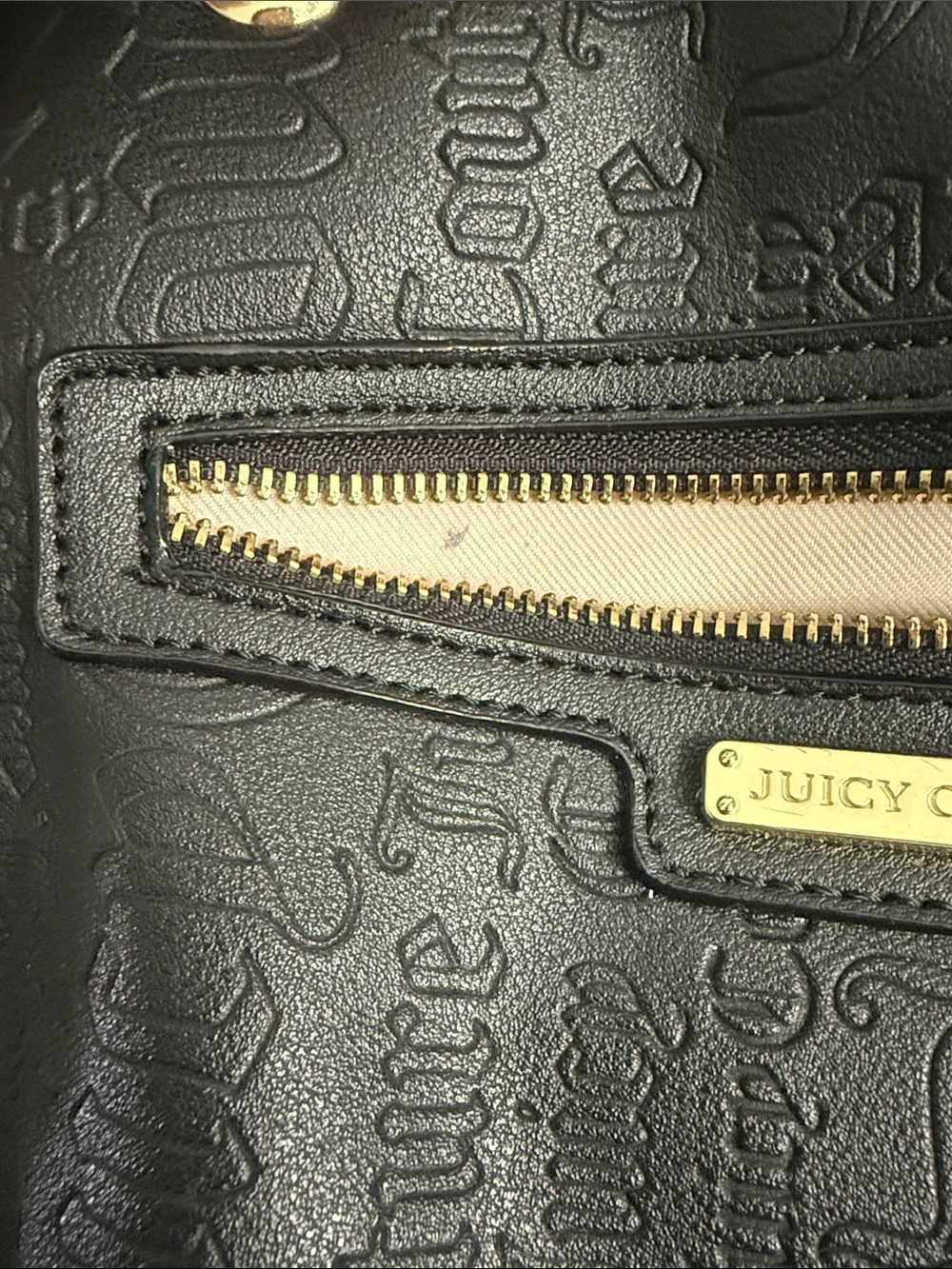 Juicy Couture Black Embossed Logo Tote with Gold Hardware - Picture 3 of 4